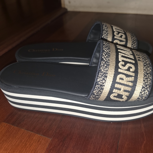 Dior Black and Gold Women's Platform Slides - Picture 2 of 6